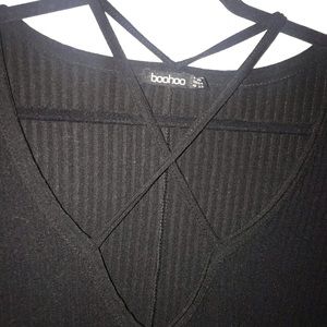 Boohoo plus cross front t shirt